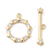 Brass Pave Clear Cubic Zirconia Toggle Clasps KK-P234-87G
