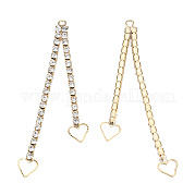 Brass Pave Rhinestone Chain with Heart Big Pendants KK-N216-420-03LG