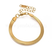 Ion Plating(IP) 304 Stainless Steel Herringbone Chain Bracelet for Men Women BJEW-E058-01D-G