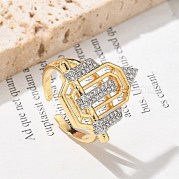 Кольца-манжеты для пальцев с микропаве из прозрачных кубических цирконий из латуни для женщин RJEW-U033-01GP