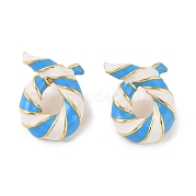 Серьги-гвоздики из латуни с эмалью для женщин EJEW-Q389-02G-05
