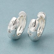 Серьги-кольца со звездами из прозрачного кубического циркония EJEW-C022-01S