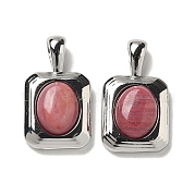 Латунные прямоугольные подвески из натурального родонита KK-R210-27P