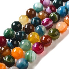 Agata a strisce naturali / fili di perle di agata tondeggianti, tinto, colore misto, 10mm, Foro: 1 mm, circa 38pcs/filo, 14.96 pollice
