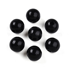 Cuentas de madera natural pintada, redondo, negro, 16mm, agujero: 4 mm