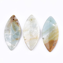 Ciondoli Amazonite naturale, occhio di cavallo, 40.5~42x17.5~19x4mm, Foro: 1 mm