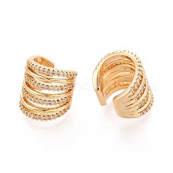 Латунные серьги-манжеты из прозрачного кубического циркония&nbsp;EJEW-T047-60G