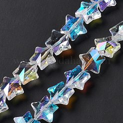 カット加工ガラスビーズ連売り  透明  スター  13x13.5x7mm  穴：1mm  約60個/連  27.17''（69センチメートル）&nbsp;X-EGLA-E030-01D