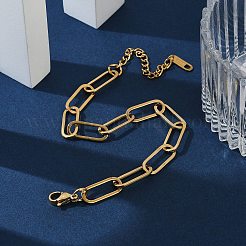 Einfache 304 Edelstahl Büroklammer Ketten Armbänder für Sommer Strand&nbsp;PM6439-9