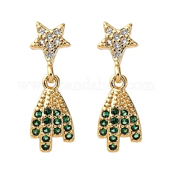 Серьги-гвоздики в форме звезды с микропаве из латуни и кубическими циркониями&nbsp;EJEW-K267-24G