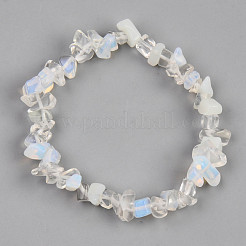 Braccialetti unisex elasticizzati con perline opalite chip&nbsp;BJEW-S143-10