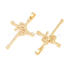 Pendentifs en laiton de Pâques sertis de micro-pavés de zircone cubique transparente&nbsp;ZIRC-F148-14H-G