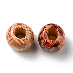 100шт деревянные окрашенные бусины с принтом&nbsp;WOOD-P019-01B