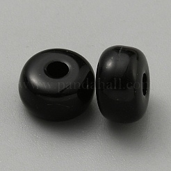 100個の不透明なアクリルビーズ  ロンデル  ブラック  7x4mm  穴：2mm  100個/セット&nbsp;SACR-WH20002-001K