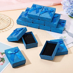 Прямоугольные бумажные подарочные коробки для хранения ювелирных изделий с бантом CON-TAC0014-12F