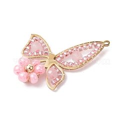 Pendenti in perline di semi di quarzo rosa e vetro naturale&nbsp;PALLOY-MZ00309