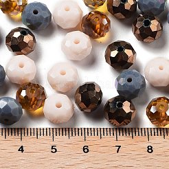ガラスビーズ  多面カット  ロンデル  バリーウッド  10x8mm  穴：1mm  約560個/500g&nbsp;EGLA-A034-LM10mm-34
