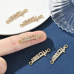Breloques connecteurs en laiton Shegrace avec micro-pavé de zircone cubique transparente&nbsp;XGRQ3D931-494G
