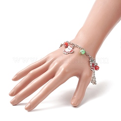 Рождественская елка и Санта-Клаус браслет из сплава эмали и акрила BJEW-JB09301