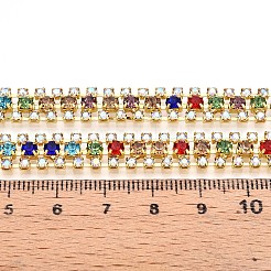 鉄ラインストーンカップチェーン  スプールで  ゴールドカラー  カラフル  8.5x3mm  約14.99フィート（4.57m）/ロール&nbsp;CH-T006-04G-02