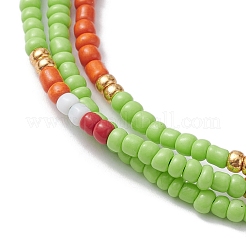 Регулируемый трехслойный многожильный браслет из стеклянных бусин BJEW-MZ00048-05