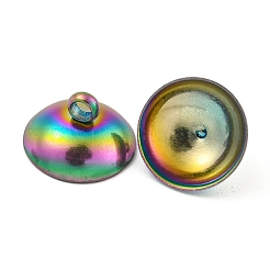 304ステンレススチールビーズキャップペンダントベイル  グローブガラスバブルカバーペンダント用  虹色  10mm  穴：1.8mm&nbsp;STAS-G224-24M-11