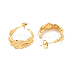 ラックメッキ真鍮ツイストラウンドスタッドピアス  女性用ハーフフープピアス  鉛フリー＆カドミウムフリー  18KGP本金メッキ  25x2.5mm  ピン：0.8mm&nbsp;EJEW-F308-12G