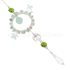Attrape-soleil en aventurine verte naturelle et verre&nbsp;HJEW-TA00454-03