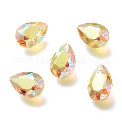 ガラスラインストーンチャーム  多面カット  ティアドロップ  ミックスカラー  16x11x7mm  穴：1.5mm&nbsp;RGLA-A024-H01-M1