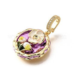 Латунные подвески с микропаве из кубического циркония и эмали KK-R222-09G-03