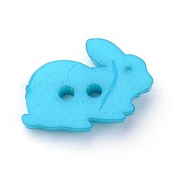 2-луночное непрозрачное сплошное цветное заяц акриловые пуговицы BUTT-S020-35
