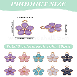 50шт 5 цвета светлые позолоченные подвески из сплава с эмалью&nbsp;ENAM-LP0001-07