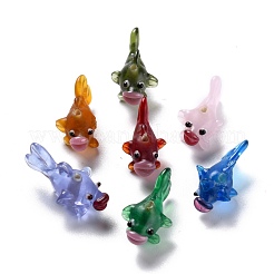 手作りランプワークビーズ  バンピー  魚  ミックスカラー  25~35x14~17x13~15mm  穴：1.8~2mm  約20個/連  8.46インチ（21.5cm）&nbsp;LAMP-F020-33