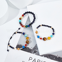 3 bracelet extensible en perles de plastique et pierres précieuses mélangées naturelles et synthétiques&nbsp;BJEW-AN0001-28