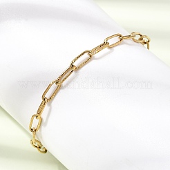Bracciali a catena testurizzata a graffetta in acciaio inossidabile 304 da 4 mm per uomo e donna&nbsp;SA-CBAB767-11G