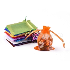 Прямоугольные сумки из органзы на шнурке X-OP011Y-WH