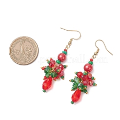 Серьги-подвески из нержавеющей стали 304 со стеклянными подвесками&nbsp;EJEW-MZ00602