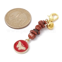 Плоские круглые подвески с эмалированными украшениями из сплава бабочки&nbsp;HJEW-JM01516