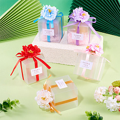 Прозрачные подарочные коробки для упаковки конфет из ПВХ с лентой и искусственным цветком&nbsp;CON-TAC0001-20C