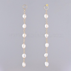 Серьги с натуральным искусственным жемчугом EJEW-JE03827-01