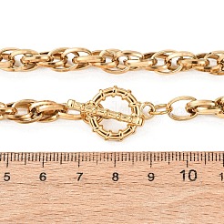 7mm 304ステンレススチールロープチェーンネックレス（留め具付き、男女兼用）  18KGP本金メッキ  19.88インチ（50.5cm）&nbsp;NJEW-P355-01B-G