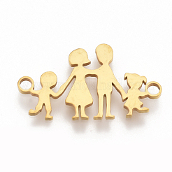 201 ステンレススチールリンクコネクター  レーザーカットリンク  家族  ゴールドカラー  13x22x1mm  穴：1.8mm&nbsp;STAS-T044-30G