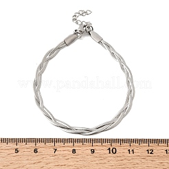 Bracelet en acier inoxydable 304 à mailles chevrons entrelacées pour femme&nbsp;BJEW-K240-08B-P