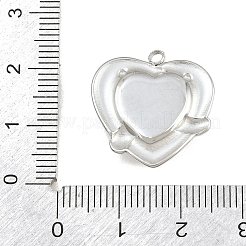 304ステンレススチール、プラスチックパールペンダント付き  ハートチャーム  ステンレス鋼色  20.5x20.5x6mm  穴：1.7mm&nbsp;SA-CBABA5E-15P