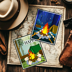 Stanzschablonen zum Thema „Camping“ aus Kohlenstoffstahl&nbsp;DIY-WH0309-3490