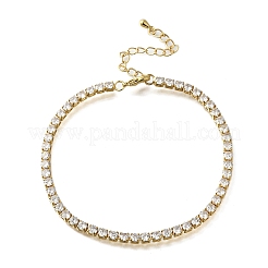 Латунные браслеты-цепочки с микропаве из прозрачных кубических цирконий для женщин&nbsp;BJEW-S170-02G-A
