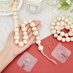 Круглые бусины из натурального дерева настенные украшения AJEW-WH0168-01