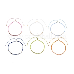 Verstellbare Armbänder mit Schiebeverschluss aus Glasperlen und Natursteinen für Damen&nbsp;BJEW-JB13634
