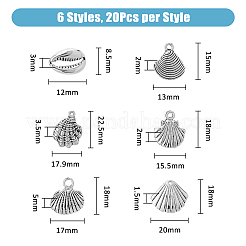 120 pièces 6 styles pendentifs en alliage de style tibétain&nbsp;TIBEP-DC0001-32