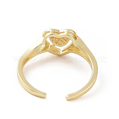 Открытое кольцо-манжета в форме сердца из прозрачного кубического циркония RJEW-G283-10G